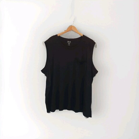 Madewell Plus Whisper Cotton Crewneck Pocket Muscle Tank True Black Women 3X NWT - Picture 10 of 16